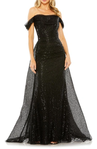 Mac Duggal Women's Sequined Off-the-shoulder Gown In Black