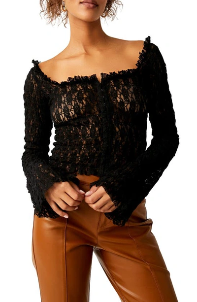 Free People Madison Lace Top In Black