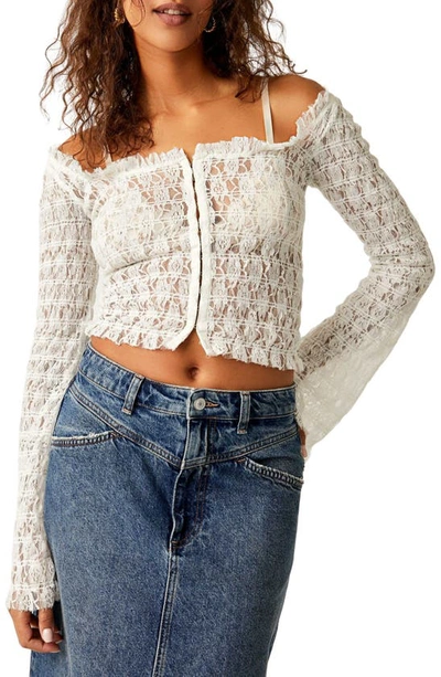 Free People Madison Lace Top In White