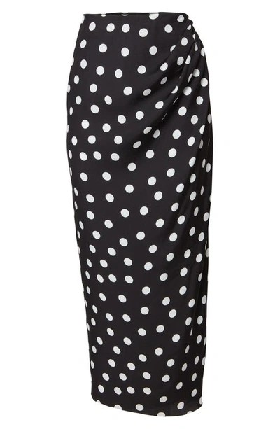 CAROLINA HERRERA POLKA DOT SIDE RUCHED SKIRT