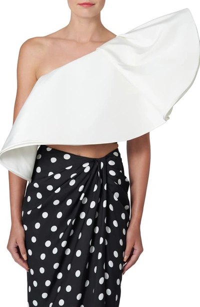 Carolina Herrera Asymmetric Silk Top In White
