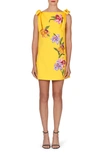 Carolina Herrera Floral Embroidered Shift Dress With Bows In Yellow
