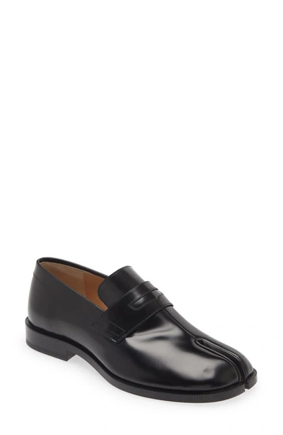 Maison Margiela 20mm Tabi Brushed Leather Loafers In Black