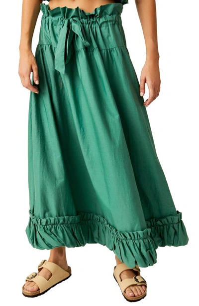 Free People Women's Favorite Part Ruffle Cotton Tie-waist Midi-skirt In Mermaid