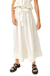 Free People Women's Favorite Part Ruffle Cotton Tie-waist Midi-skirt In Ivory