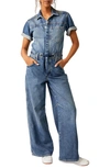 Free People Edison Wideleg Coverall In Cape Blue