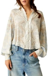 Free People Virgo Baby Button Down Blouse In Blue Combo In Spring Blue Combo