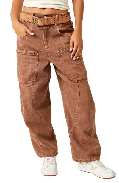 FREE PEOPLE NEW SCHOOL RELAXED STRAIGHT LEG CARGO JEANS