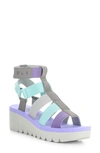 Fly London Yufi Platform Wedge Sandal In Grey/ Multi Cupid
