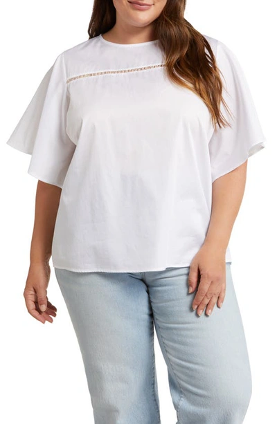 Harshman Plus Size Zinnia Lace-inset Cotton Blouse In White