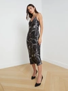 L Agence Seridie Chain Print Silk Midi Slipdress In Black Multi Grunge Chain