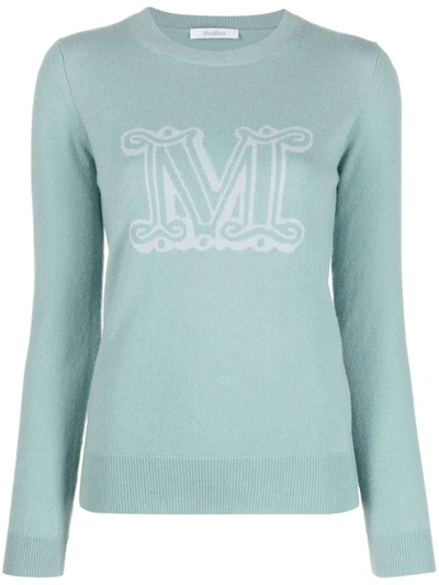 Max Mara Logo Cashmere Sweater In Grey