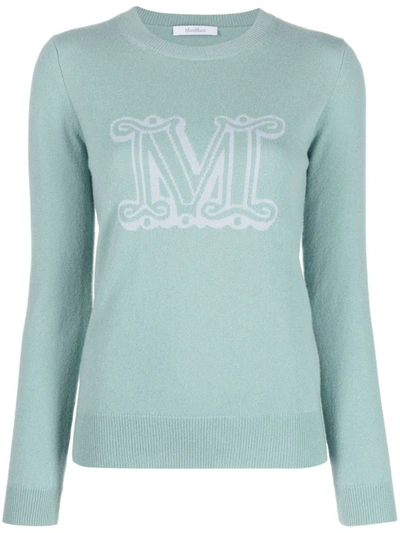 Max Mara Logo Cashmere Jumper In Grey