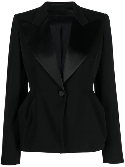 Max Mara Wool Single-breasted Blazer Jacket In Black