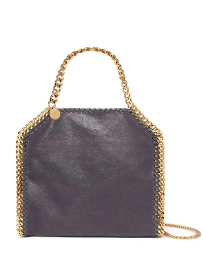 Stella Mccartney '3chain' Mini Black Tote Bag With Logo Engraved On Charm In Faux Leather Woman In Grey