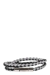 Tod's Men Mycolors 2-turn Leather Bracelet In Black/white