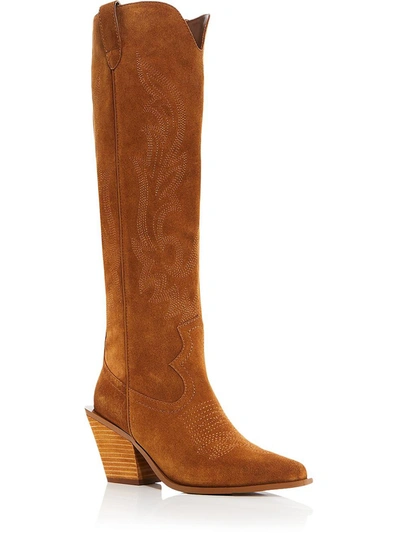 Aqua Ace Snip Womens Tall Pointed Toe Cowboy, Western Boots In Brown