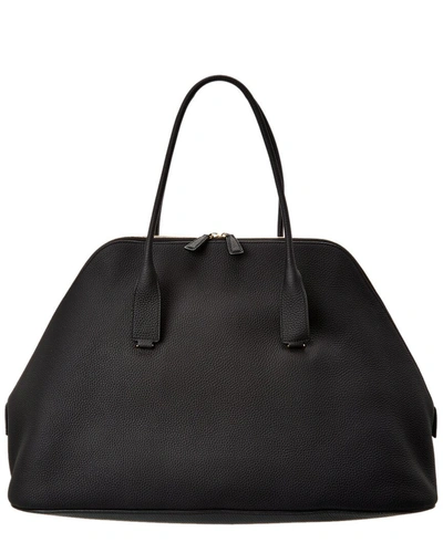The Row Devon Large Leather Tote Bag In Black