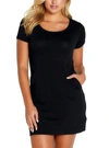 B Up Laguna Short Sleeve Lounge Dress In Black In Black
