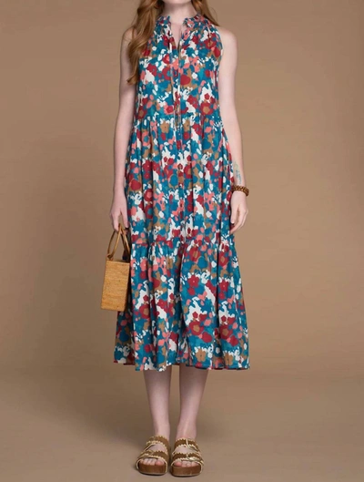 Olivia James The Label Ro Long Dress In Abstract Florals In Multi