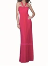 La Femme Open Back Dress In Deep Pink In Multi