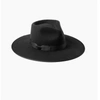 LACK OF COLOR RANCHER STIFFENED WOOL FEDORA HAT IN NOIR