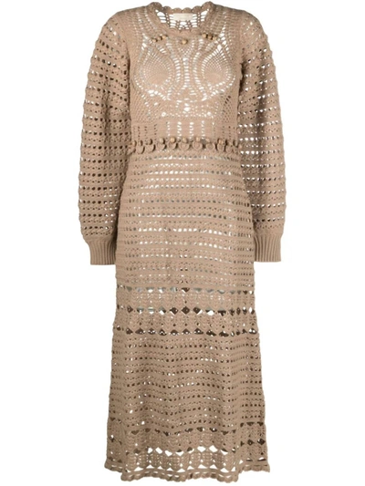 Ulla Johnson Prisha Knitted Midi Dress In Beige