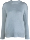 S Max Mara Rib Trim Plain Knit Sweater In Grey