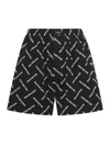 Balenciaga Cotton Shorts With Allover Logo In Black