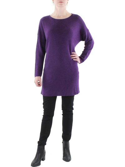 Eileen Fisher Womens Wool Bateau Neck Tunic Sweater In Purple