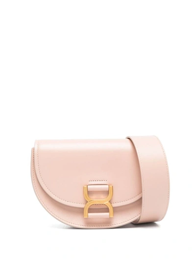 Chloé Marcie Mini Leather Crossbody Bag In Beige