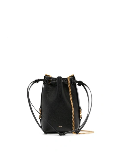 Chloé Marcie Small Leather Bucket Bag In Black
