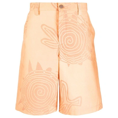 Jacquemus Le Short Tecido Printed Cotton Shorts In Orange