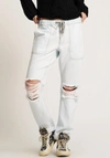 One Teaspoon Shabbies Drawstring Boyfriend Denim Jogger Pants In Multi