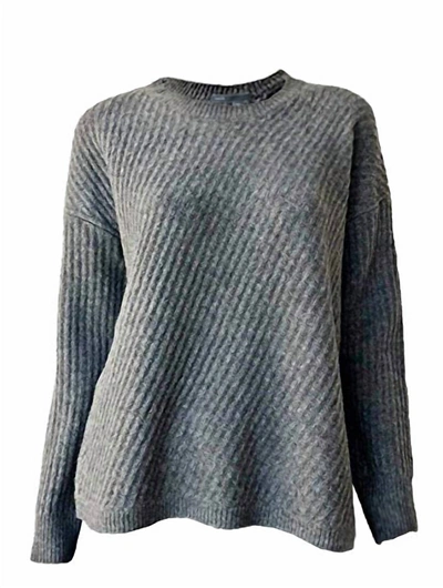 Vince Women Side Slit Crew Neck Wool Knit Sweater In Gray In Grey