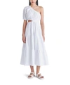 Steve Madden Leena Cutout One-shoulder Cotton Midi Dress In White
