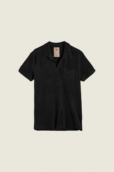 Oas Solid Terry Polo In Black