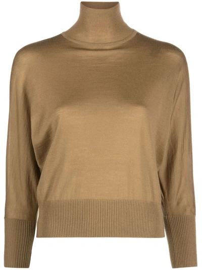 Max Mara Turtleneck Knitted Jumper  In Camel