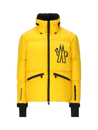 Moncler Grenoble Logo Printed Padded Jacket In Yellow