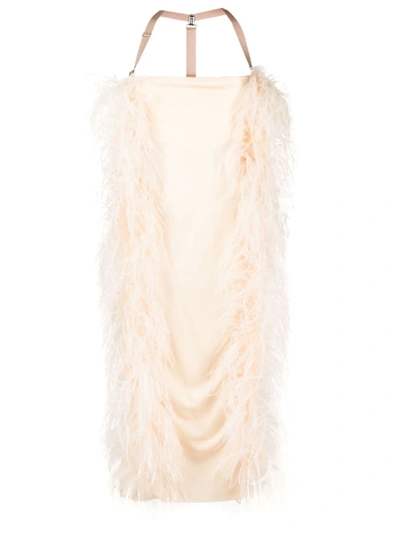 Sportmax Fashion Feathered Dress In Powder