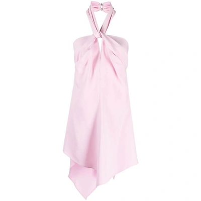 Attico Becky Cutout Woven Mini Dress In Pink