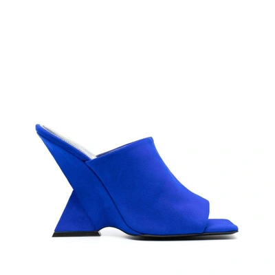 Attico Cheope 105mm Suede Mules In Blue
