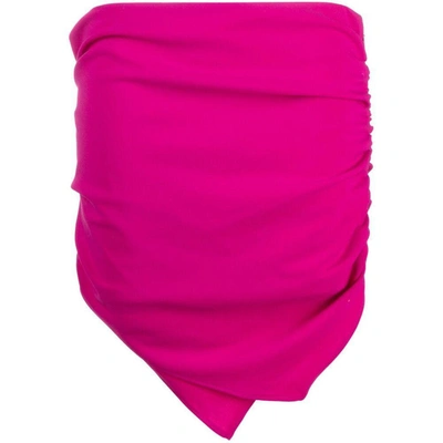 Attico Hatty Ruched Asymmetric Miniskirt In Super Pink