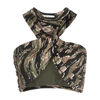 Attico Asahi Camouflage-print Crop Top In Green/brown