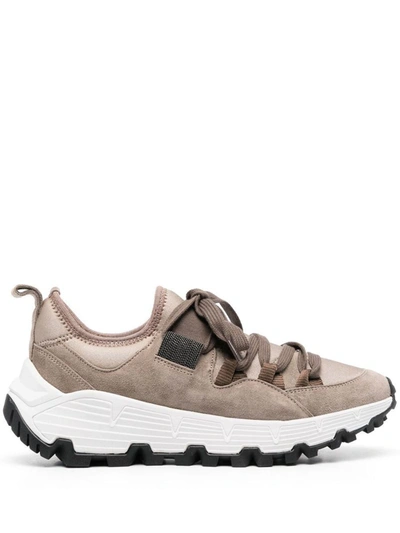 Brunello Cucinelli Low-top Lace-up Sneakers In White