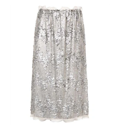 Fendi Sequin Midi Skirt In Silver
