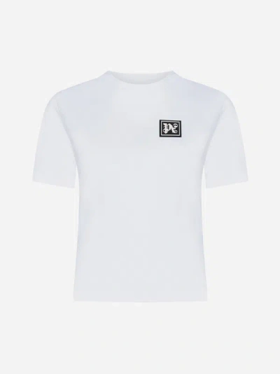 Palm Angels Ski Club Fitted Cotton T-shirt In White,black
