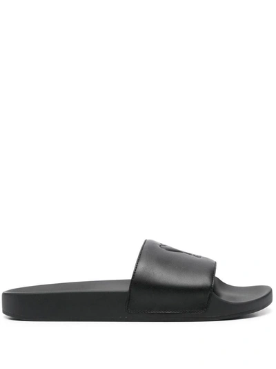 Ami Alexandre Mattiussi Logo Detail Rubber Slides In Black  