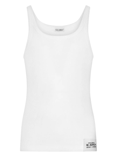 DOLCE & GABBANA DOLCE & GABBANA LOGO-PATCH COTTON TANK TOP CLOTHING
