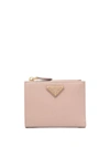 Prada Saffiano Leather Small Wallet With Zip In Cipria